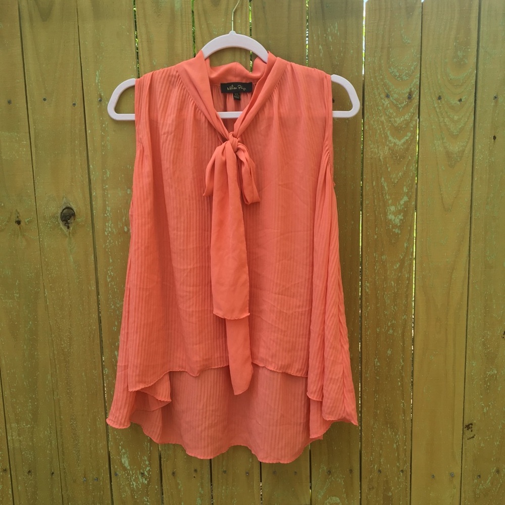 MELISSA Paige Tangerine with Bow Blouse.  XS